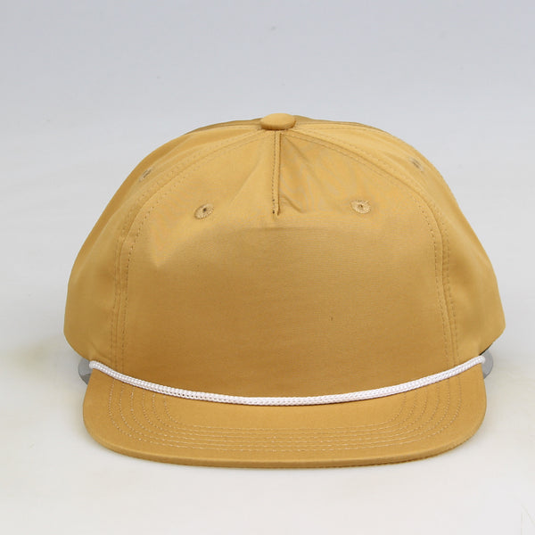 MK999 High Quality Outdoor 5 Panel Gold Blank Rope Hat