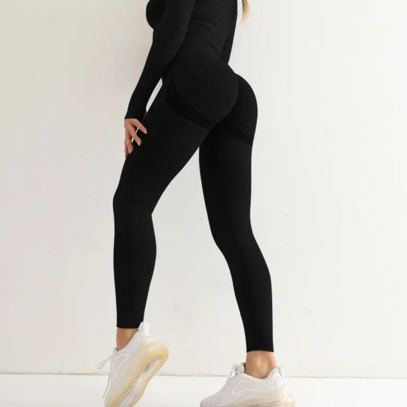 Fitness Women Sport Seamless Leggings High Waist Elastic Solid Yoga Leggings Gym Jogging Quick Dry Push Up Slim Pants Female - Shenxiucaps