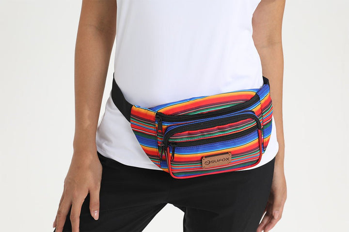 Rainbow Fanny Pack Waist Bag with Wood Logo | Shenxiucaps - Shenxiucaps