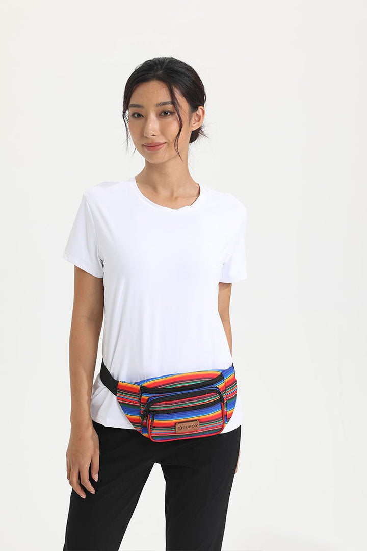 Rainbow Fanny Pack Waist Bag with Wood Logo | Shenxiucaps - Shenxiucaps