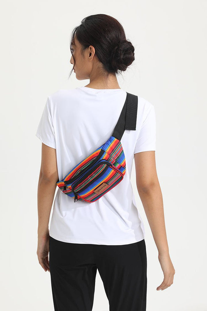 Rainbow Fanny Pack Waist Bag with Wood Logo | Shenxiucaps - Shenxiucaps