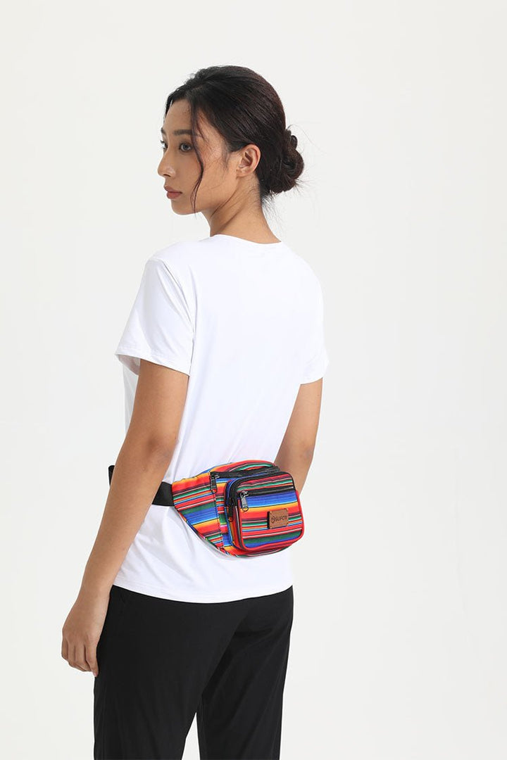 Rainbow Fanny Pack Waist Bag with Wood Logo | Shenxiucaps - Shenxiucaps