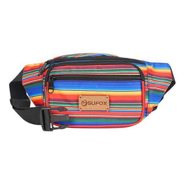 Rainbow Fanny Pack Waist Bag with Wood Logo | Shenxiucaps - Shenxiucaps